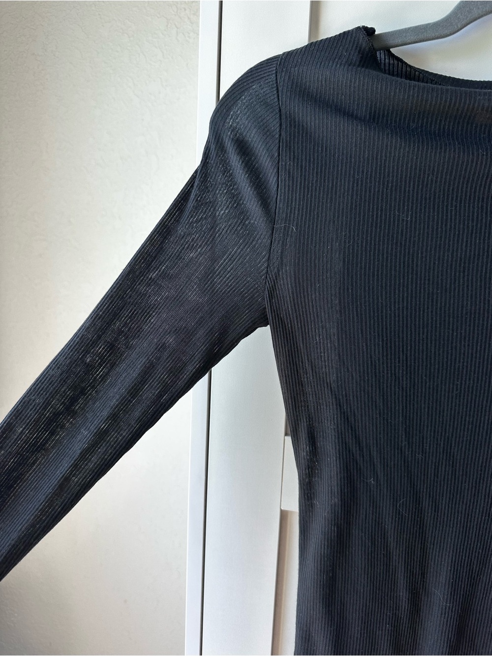 Y2K Abercrombie & Fitch Black Ribbed Long-Sleeve Top - Picture 3 of 4
